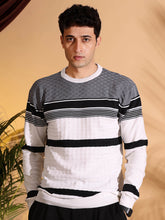 White Self Structured Box Pure Cotton knitted T-Shirt