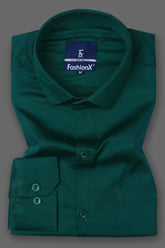 Men Green Comfort Satin Cotton Casual Shirt