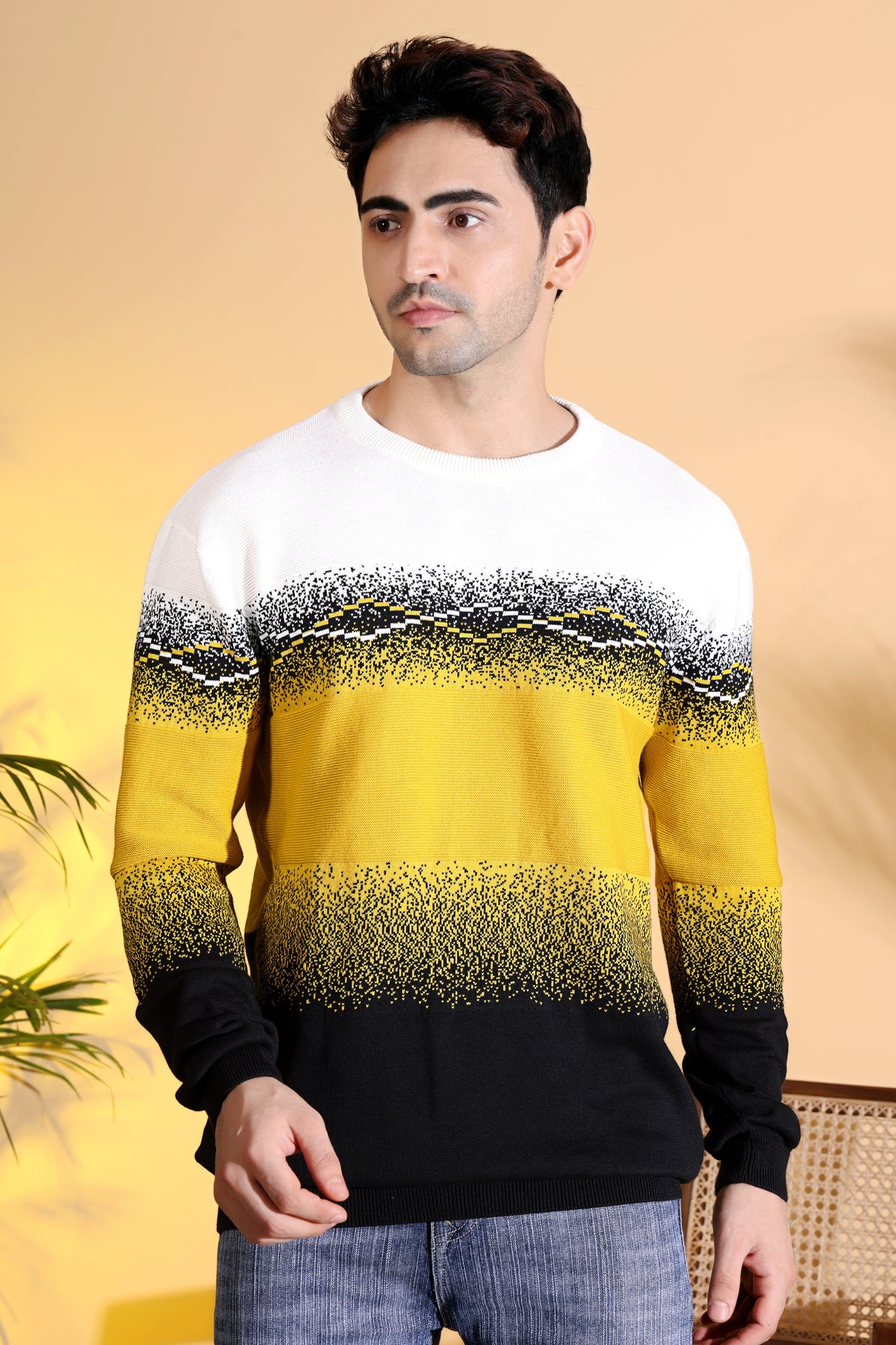 Multi Color Sun-Shine Knitted Men's T-Shirt