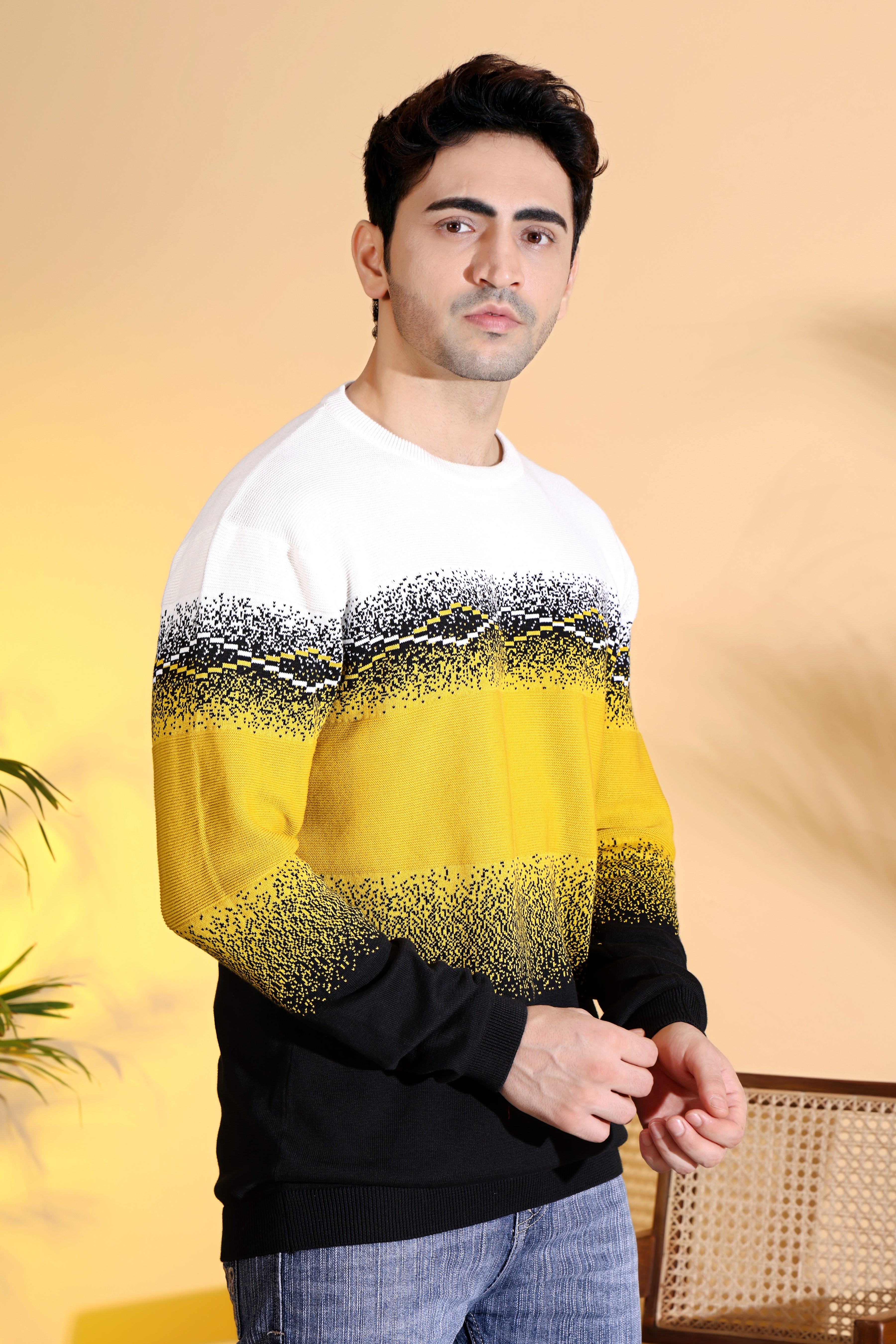 Multi Color Sun-Shine Knitted Men's T-Shirt
