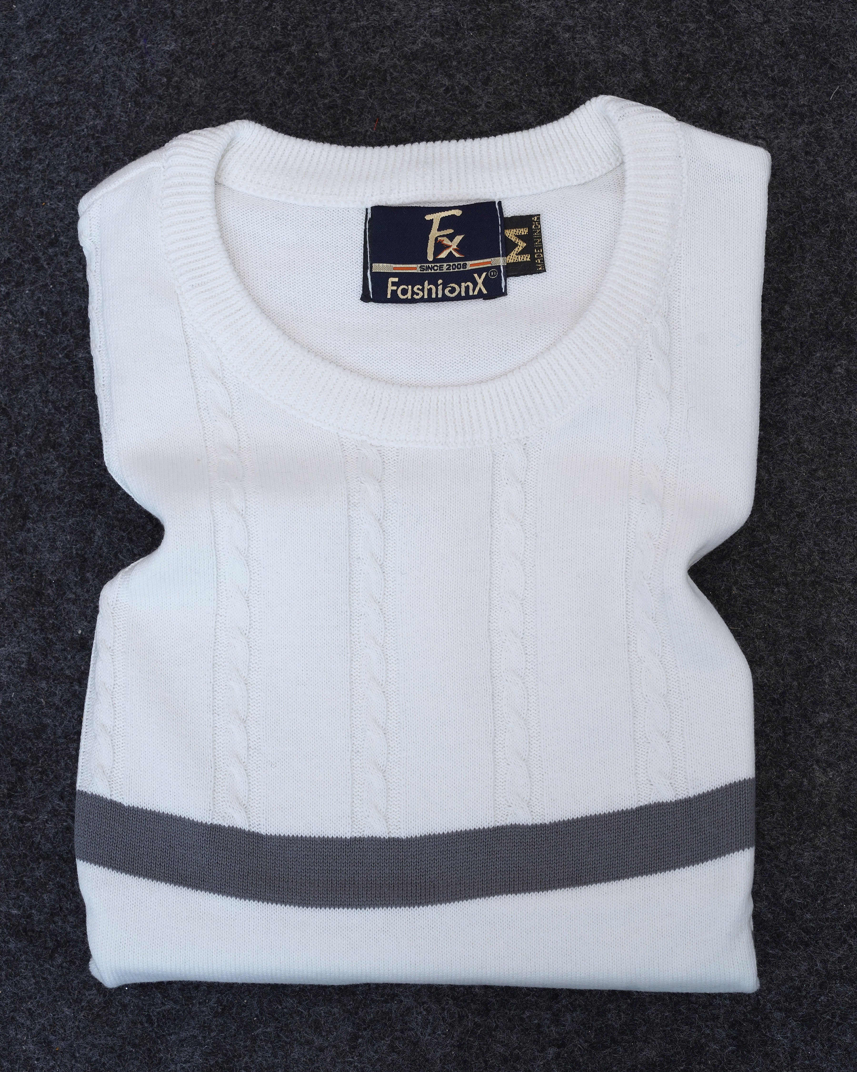 White Full Sleeve Pure Cotton Men's Knitted T-Shirt
