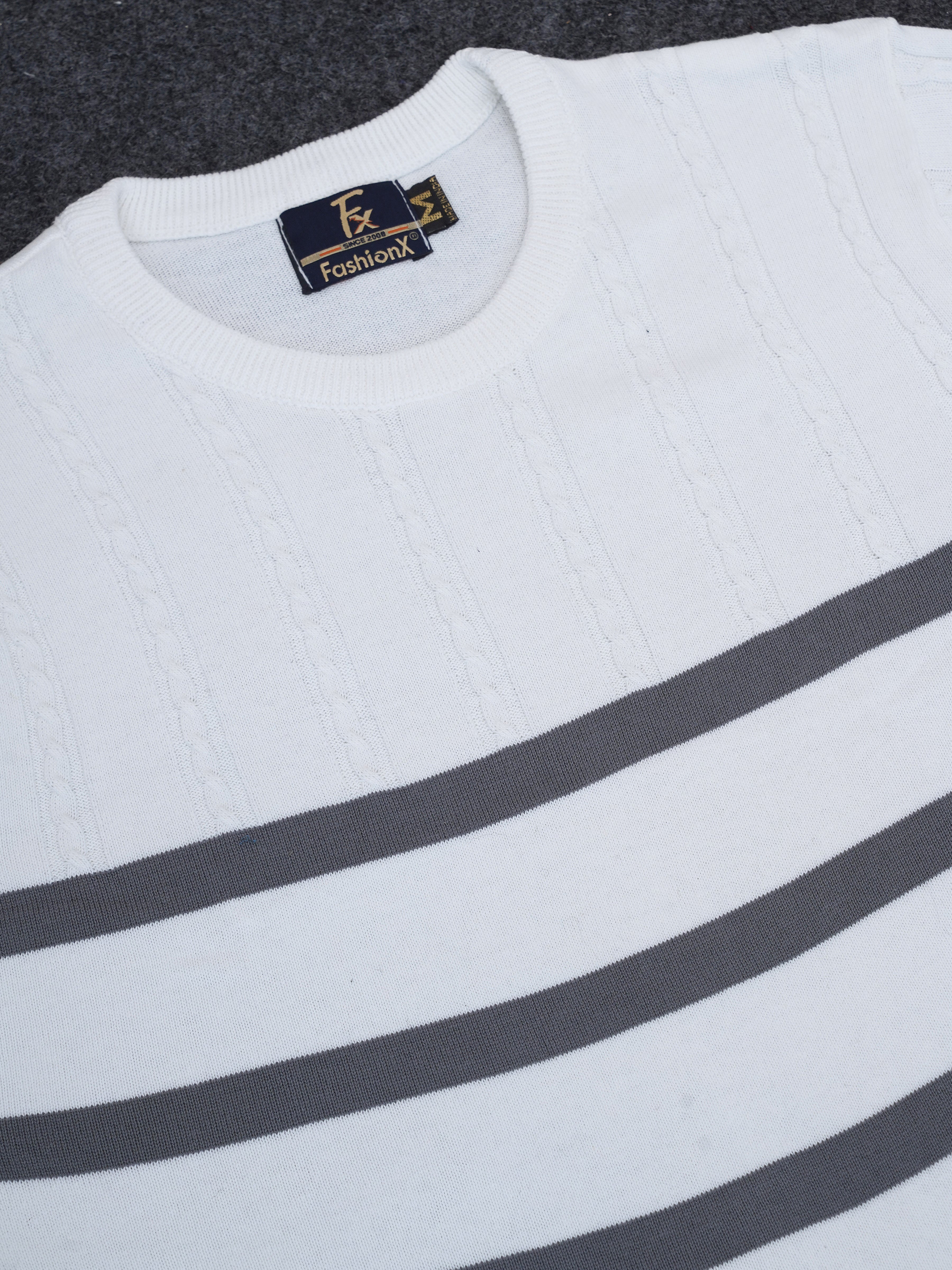 White Full Sleeve Pure Cotton Men's Knitted T-Shirt