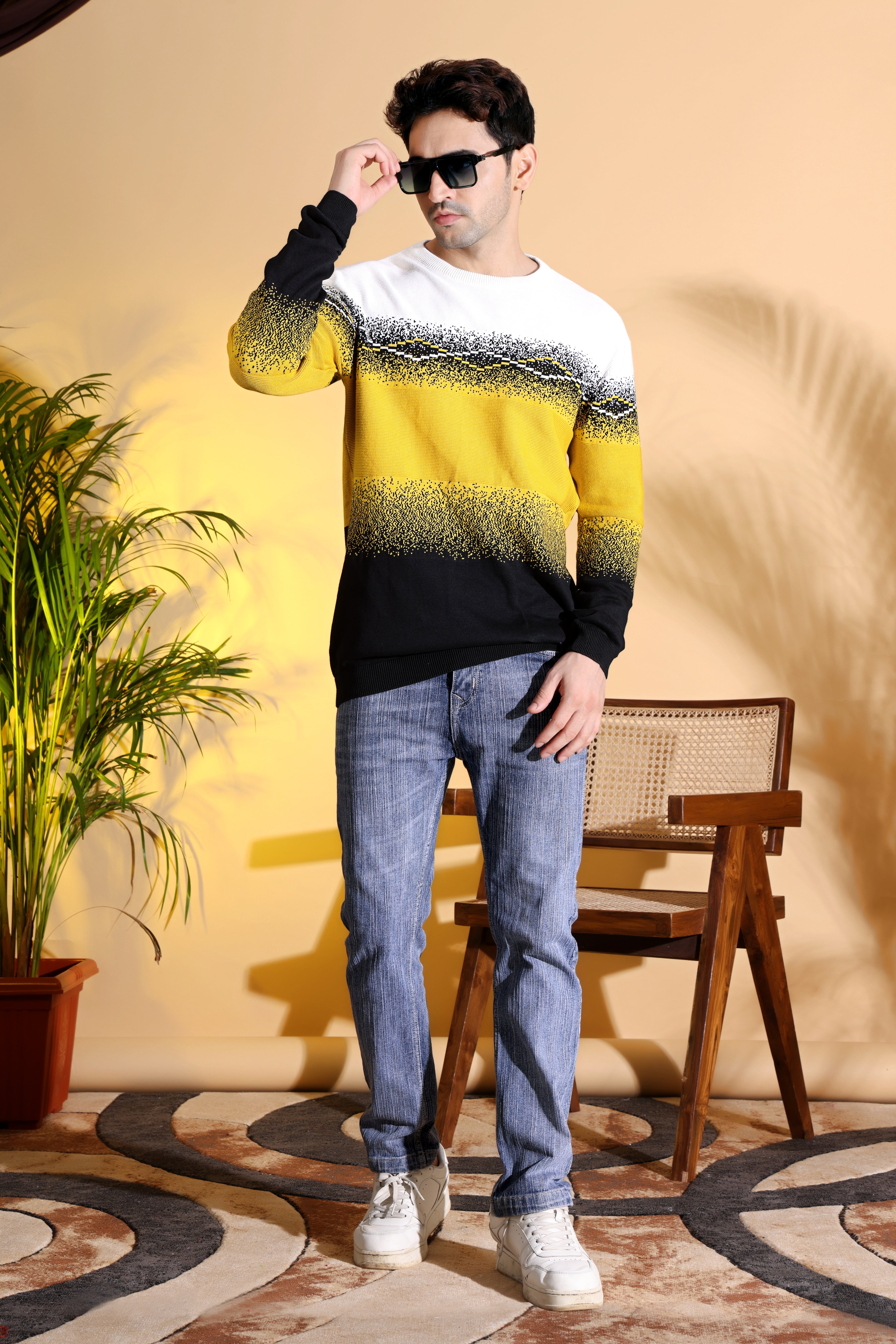 Multi Color Sun-Shine Knitted Men's T-Shirt
