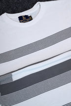 White Stripe Pure Cotton Men's Knitted T-Shirt