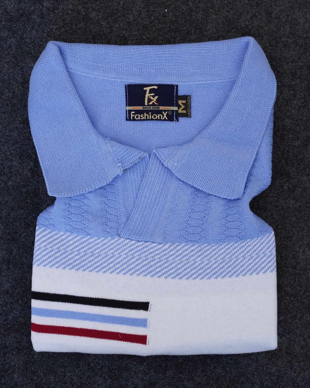 Pure Sky Cotton Textured Polo Men's Knitted T-Shirt