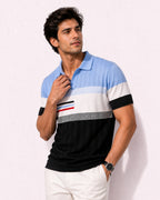 Pure Sky Cotton Textured Polo Men's Knitted T-Shirt