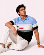 Pure Sky Cotton Textured Polo Men's Knitted T-Shirt