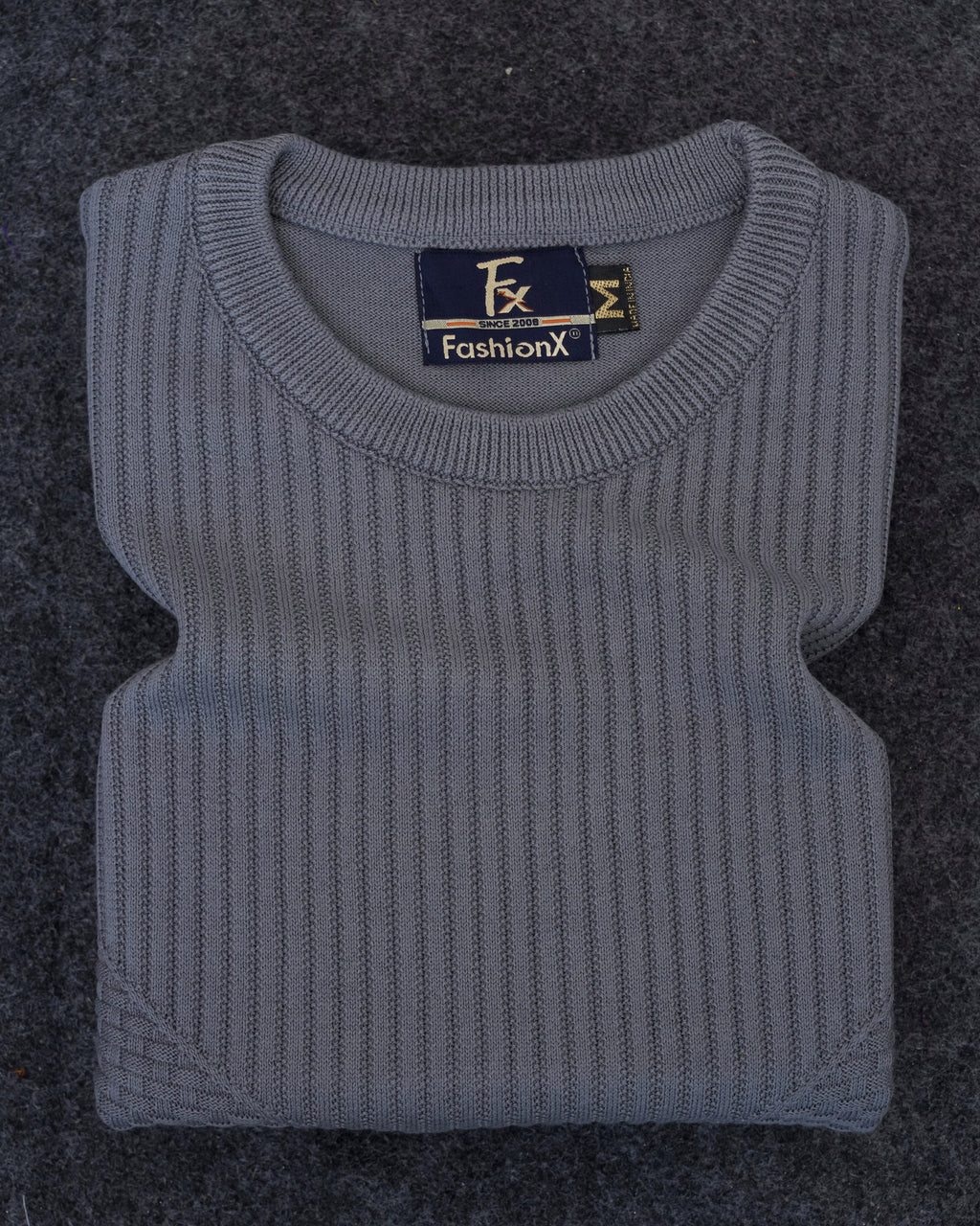Grey Full Sleeve Pure Cotton Men's Knitted T-Shirt