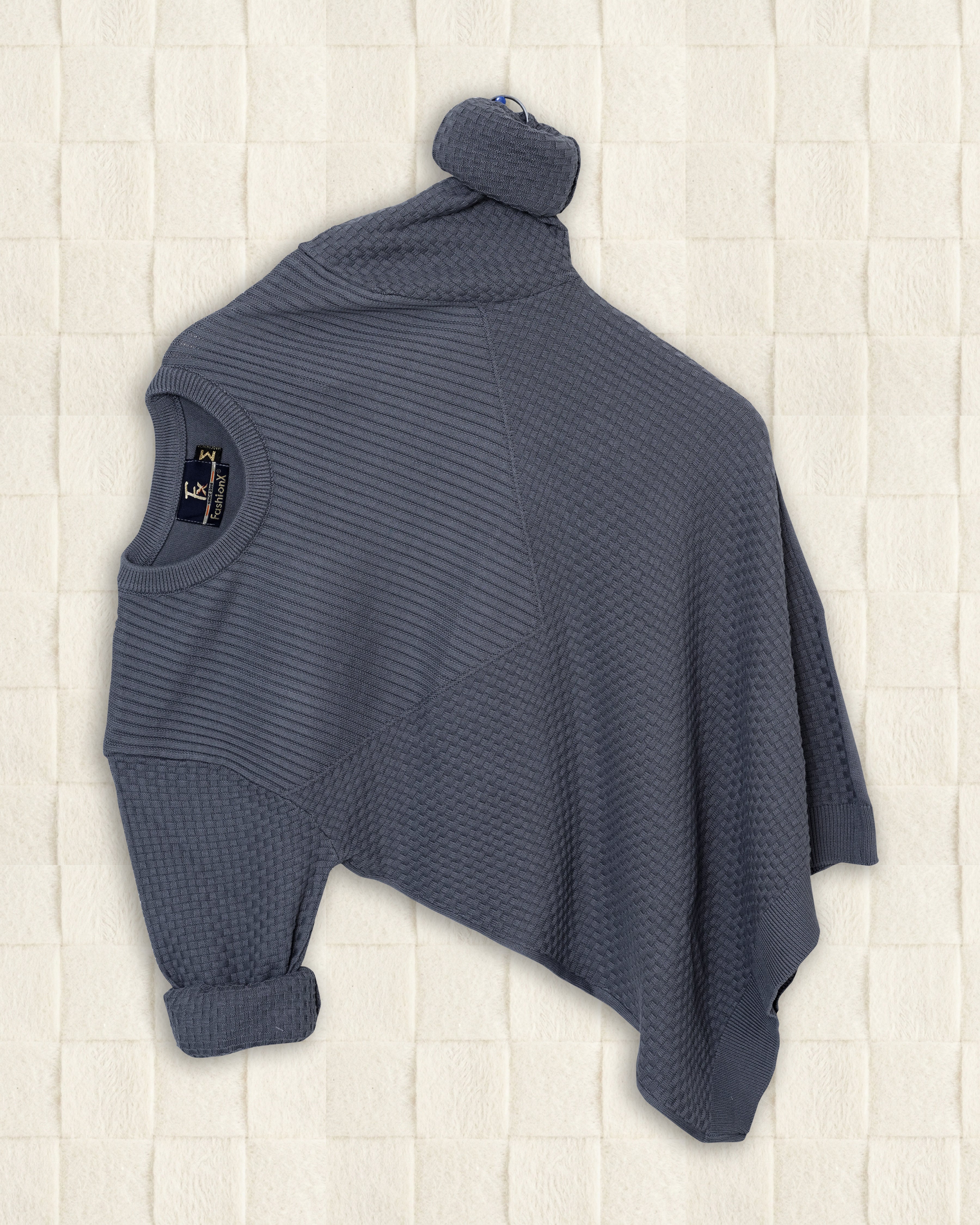 Grey Full Sleeve Pure Cotton Men's Knitted T-Shirt