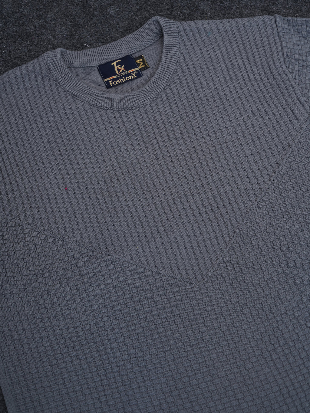 Grey Full Sleeve Pure Cotton Men's Knitted T-Shirt