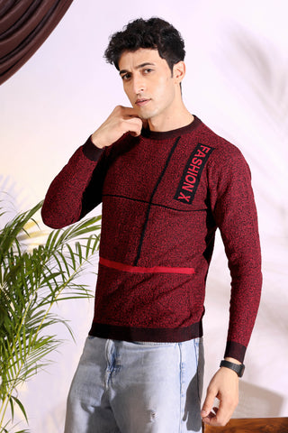 Fashionx Maroon Pure Cotton Men's Knitted T-Shirt