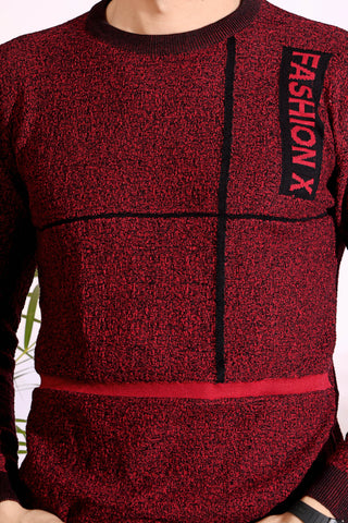 Fashionx Maroon Pure Cotton Men's Knitted T-Shirt