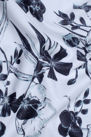 White Floral Cotton Slim Fit Casual Shirt