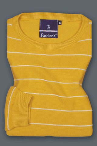 Yellow Stripes Slim Fit pure cotton Knitted T-Shirt