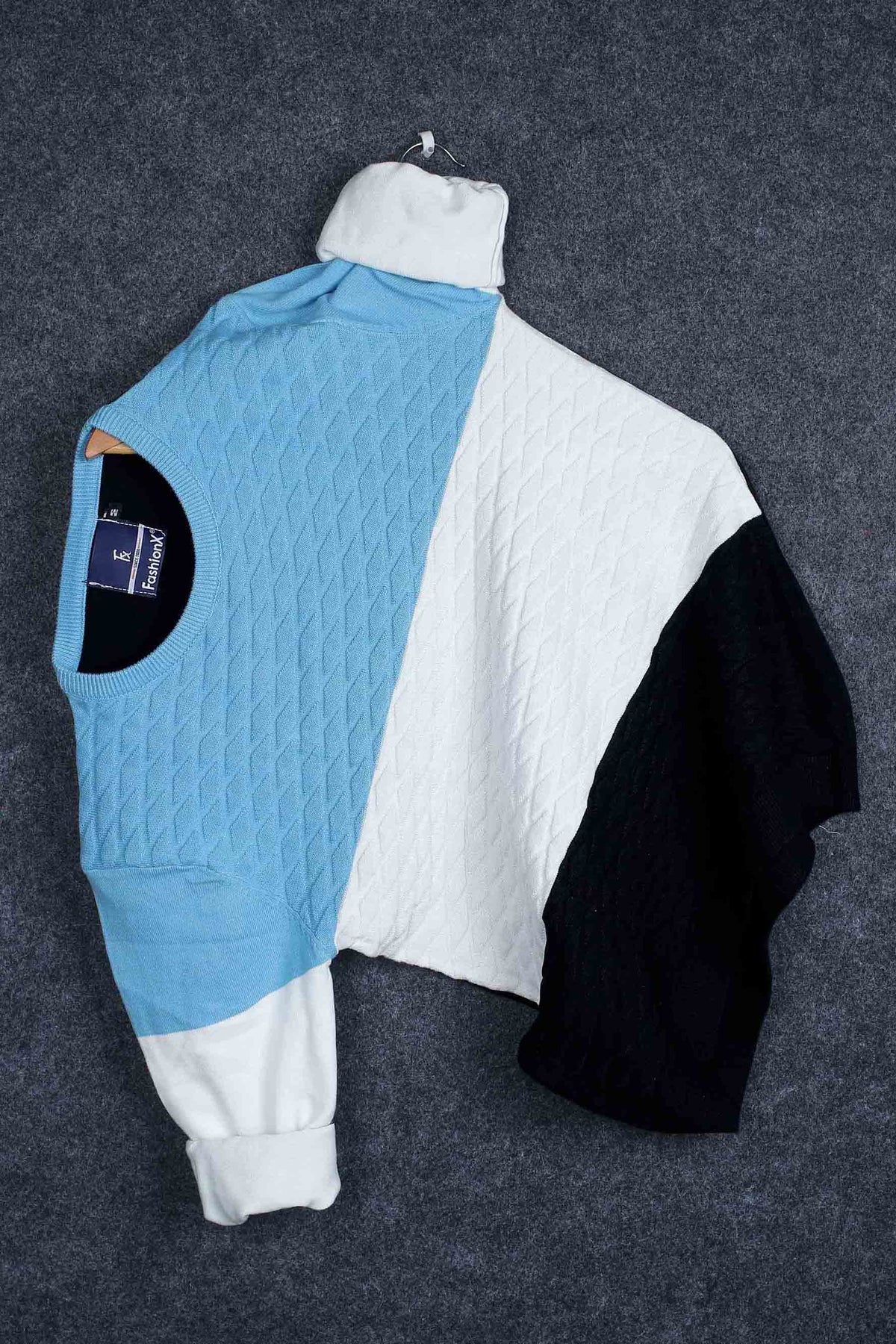 Blue Tri Color Pure Cotton Knitted T-Shirt