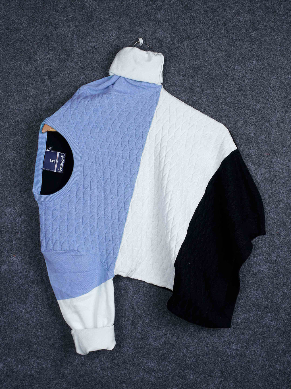 Blue Tri Color Pure Cotton Knitted Men T-Shirt