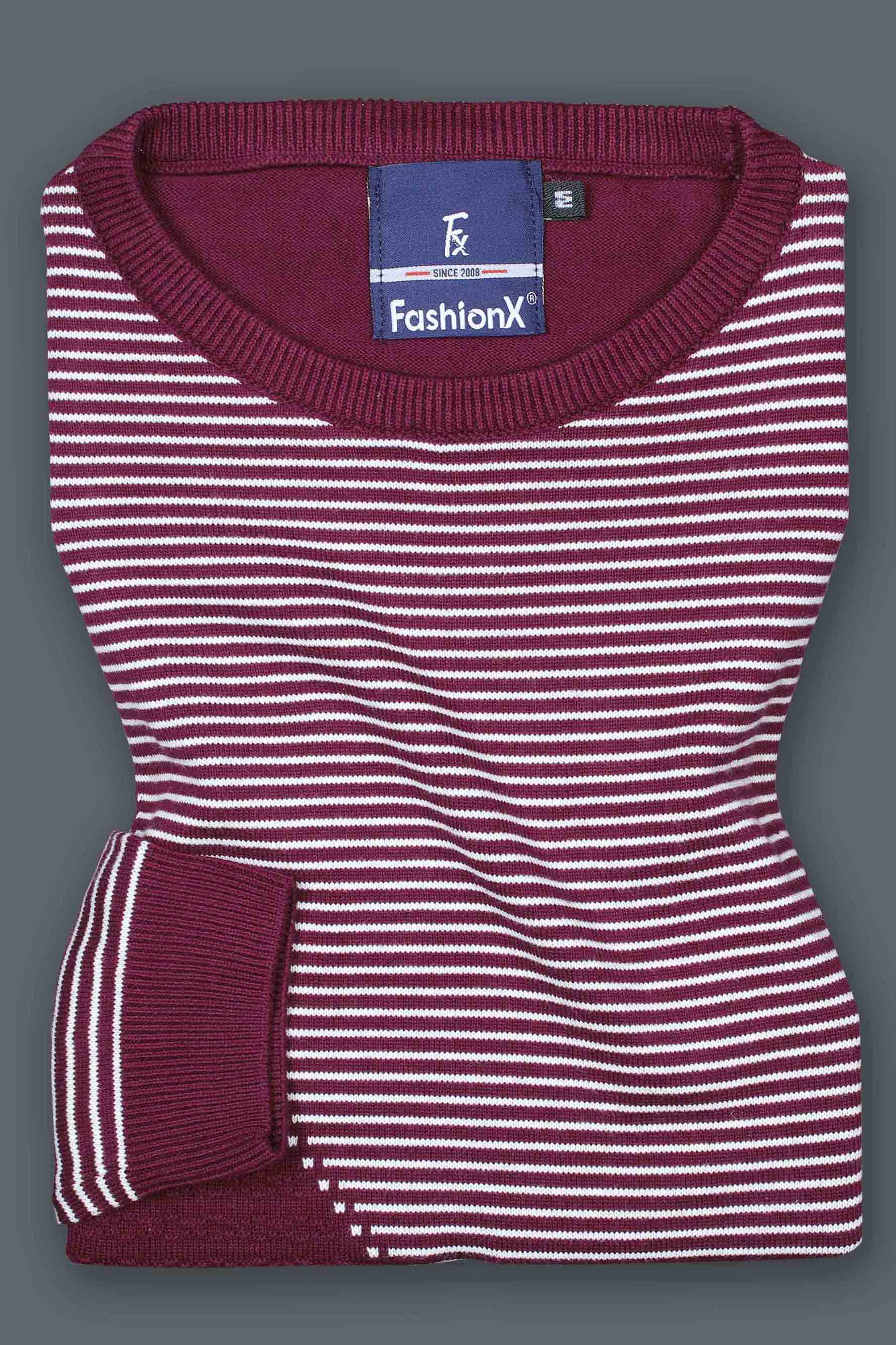 Exclusive Wine Stripes Slim Fit pure cotton Knitted T-Shirt