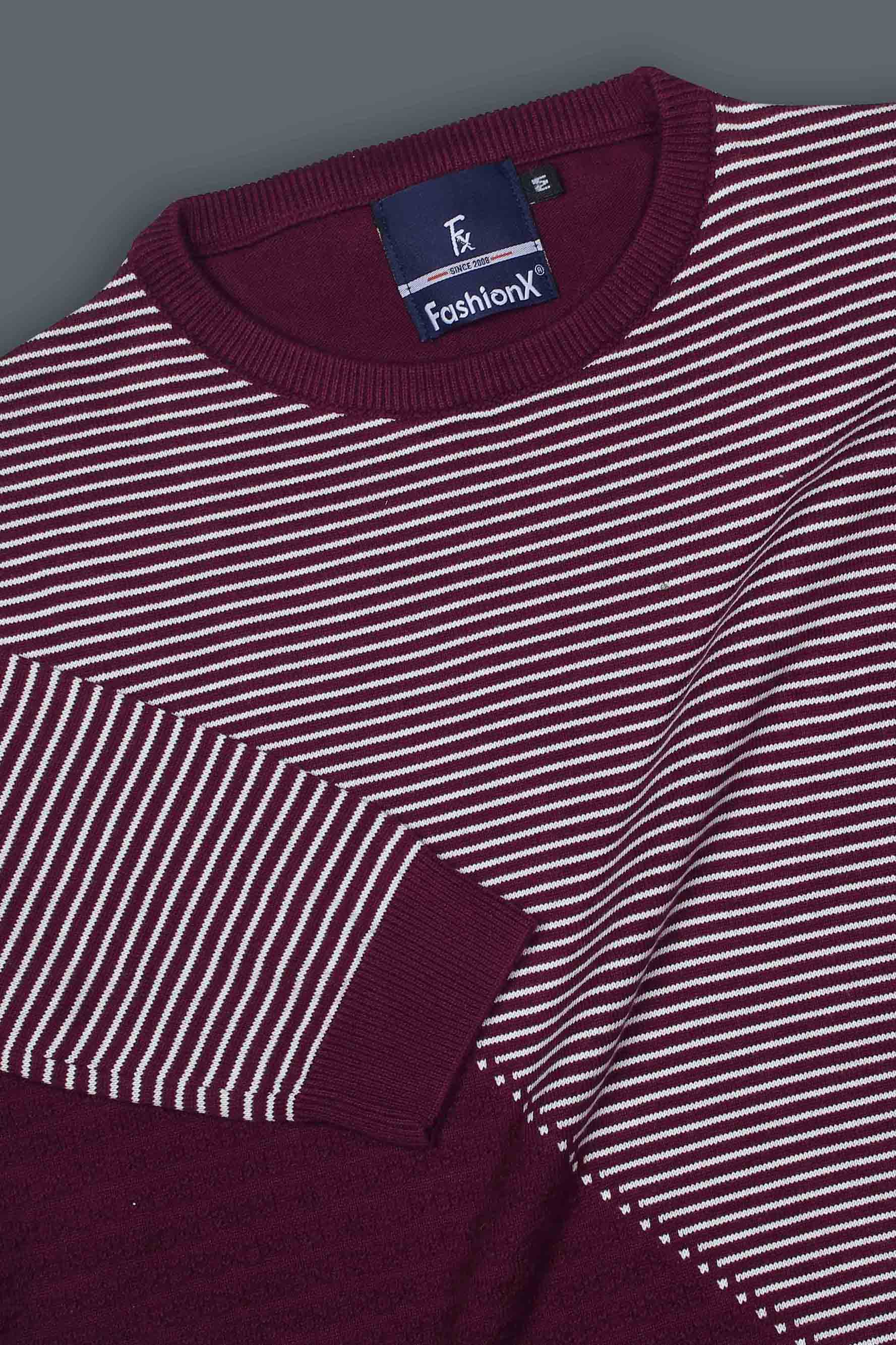 Exclusive Wine Stripes Slim Fit pure cotton Knitted T-Shirt