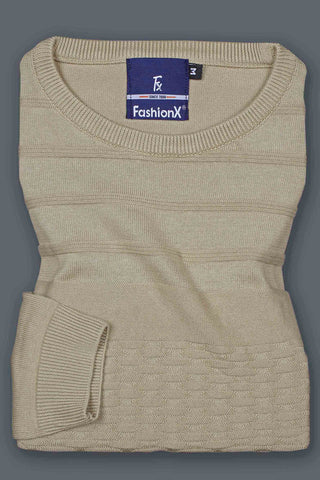 Lime Grey Self design pure cotton Knitted T-Shirt