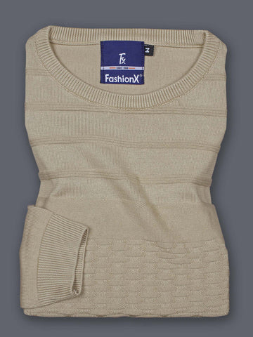 Lime Grey Self design pure cotton Knitted T-Shirt