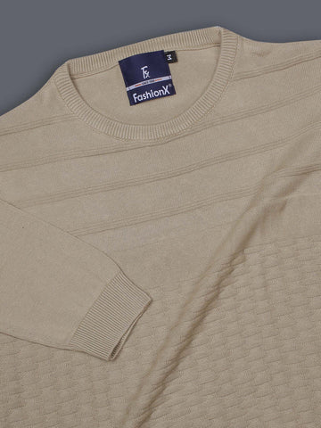 Lime Grey Self design pure cotton Knitted T-Shirt