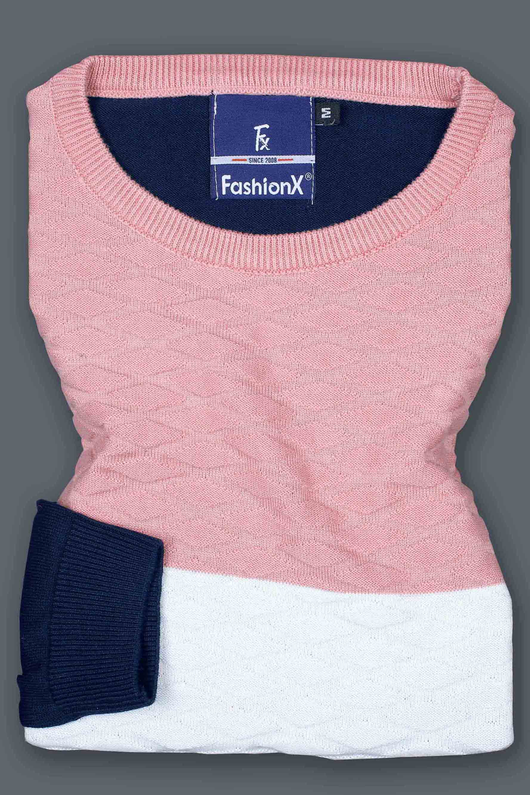 Peach Tri Color Pure Cotton Knitted T-Shirt