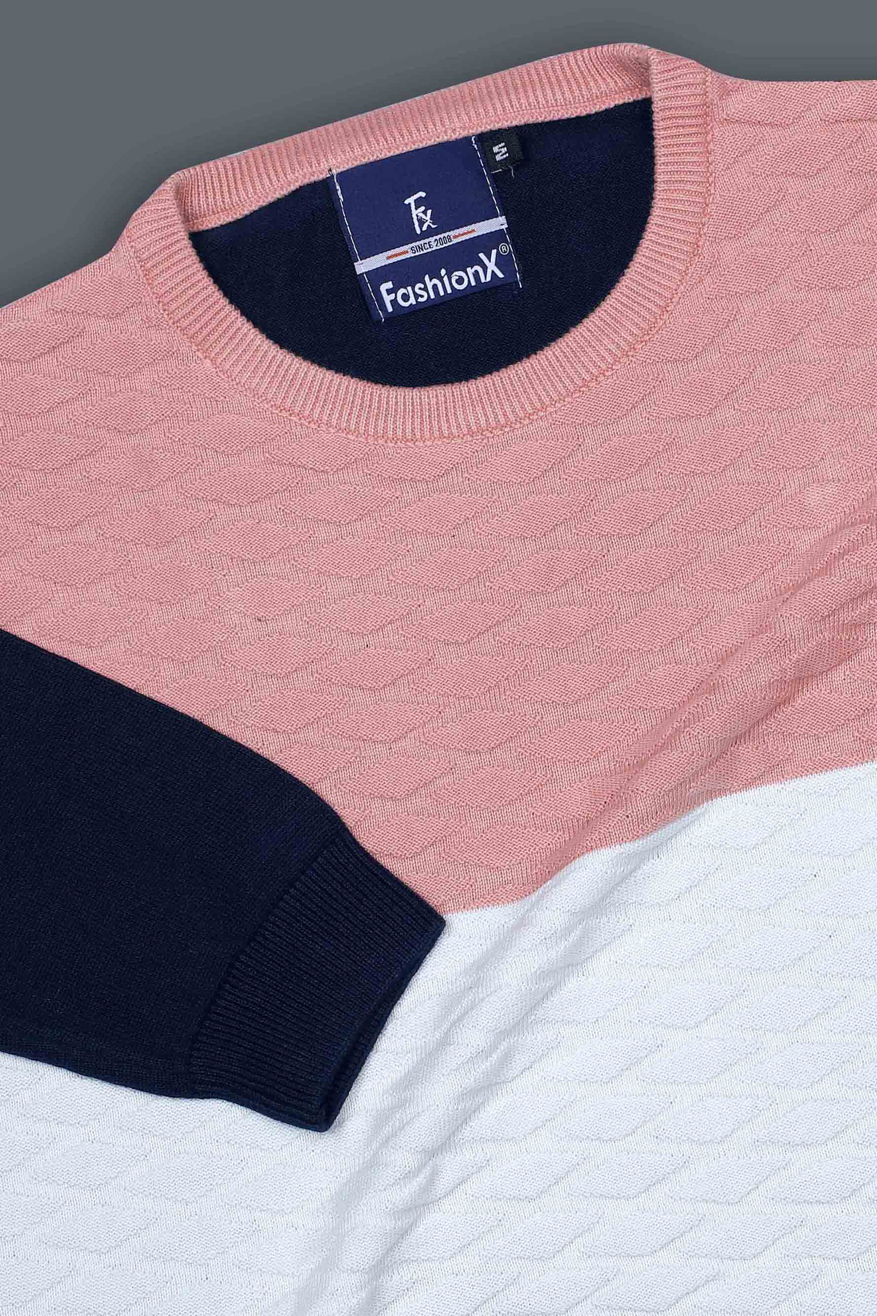 Peach Tri Color Pure Cotton Knitted T-Shirt