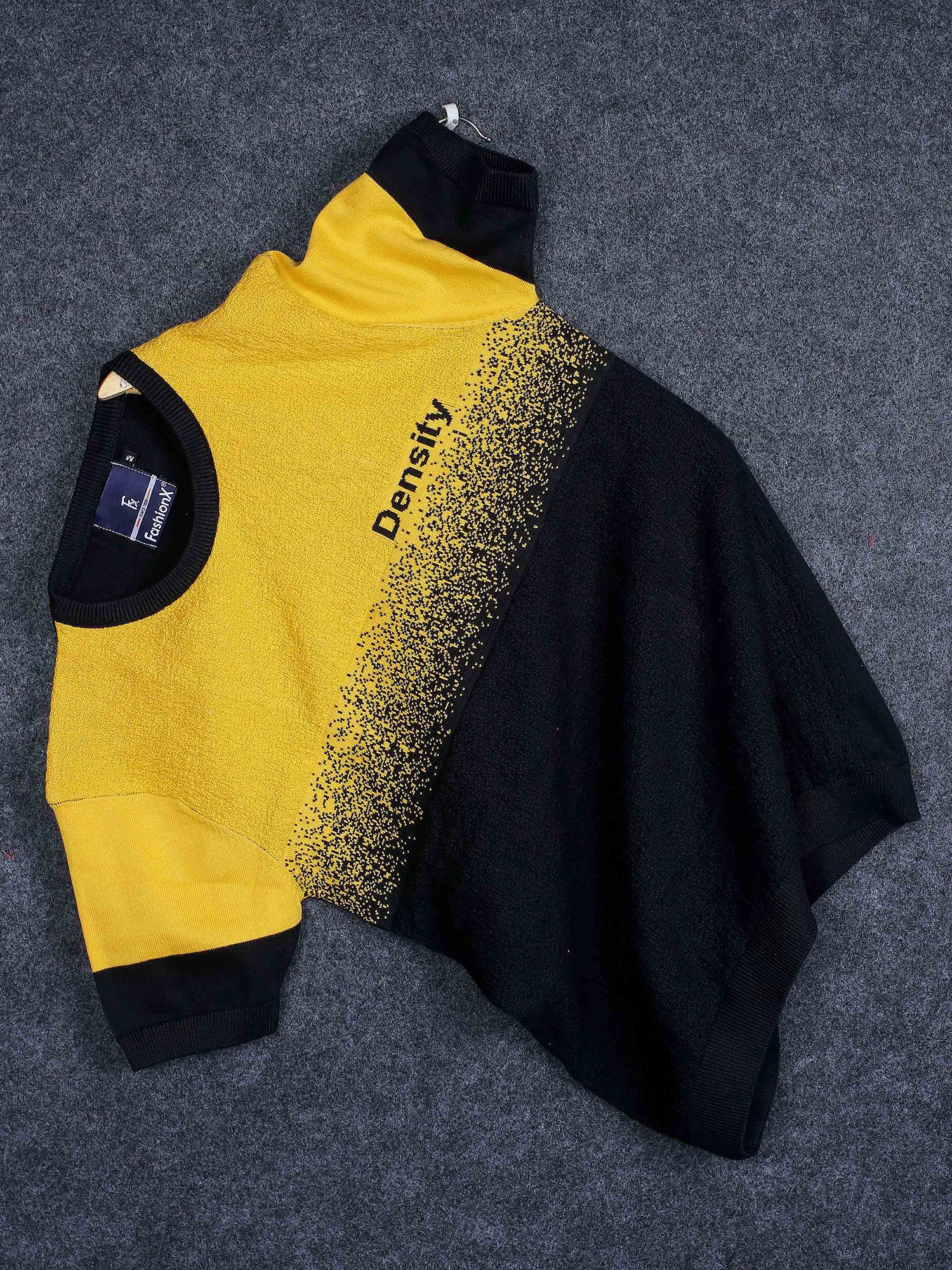 Density Yellow Self Pattern Slim Fit Knitted T-Shirt for Men Main image