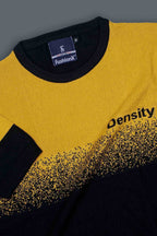 Density Yellow Self Pattern Slim Fit Knitted T-Shirt for Men