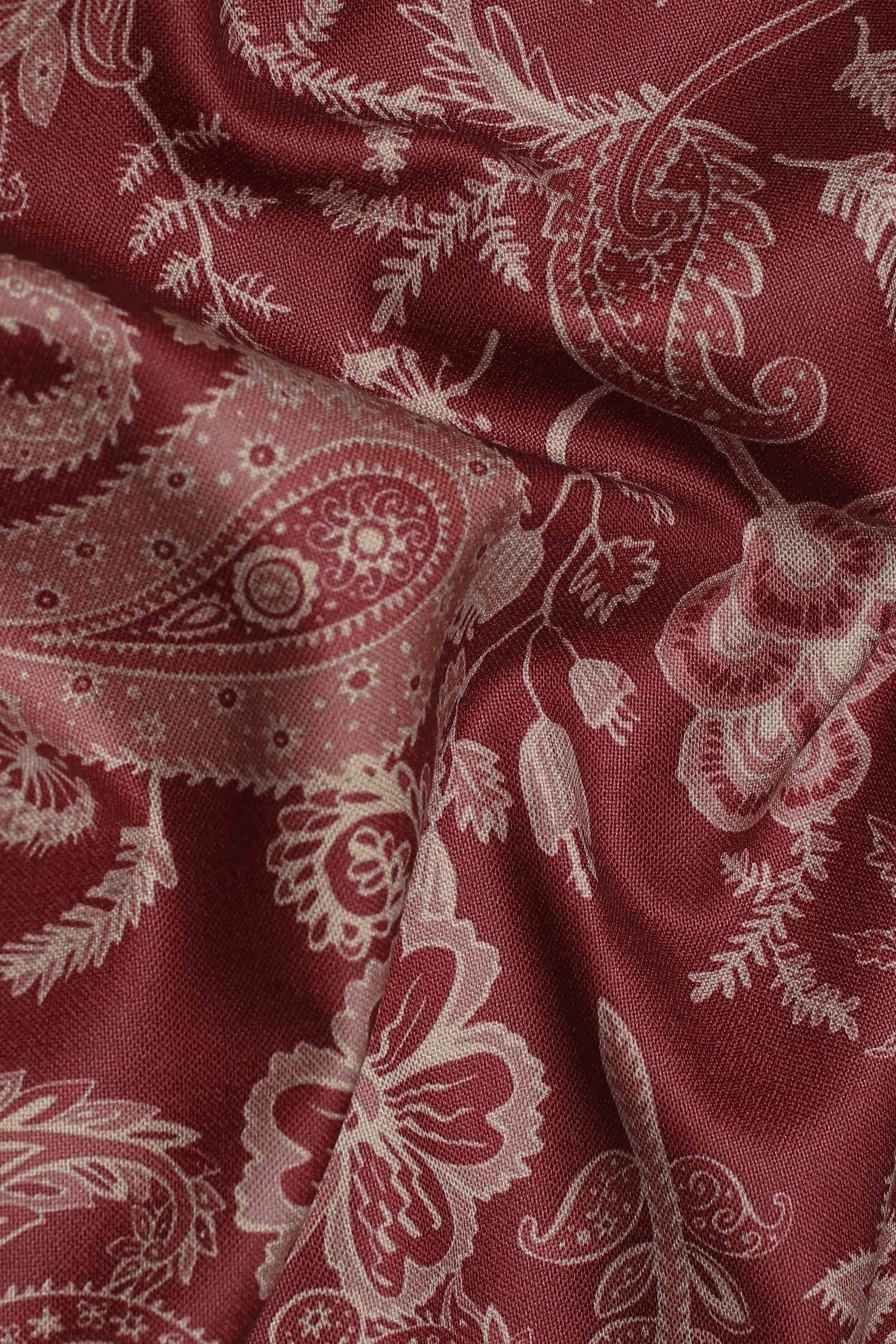 Maroon Afghani pashley Print Slim Fit Casual Shirt For Men