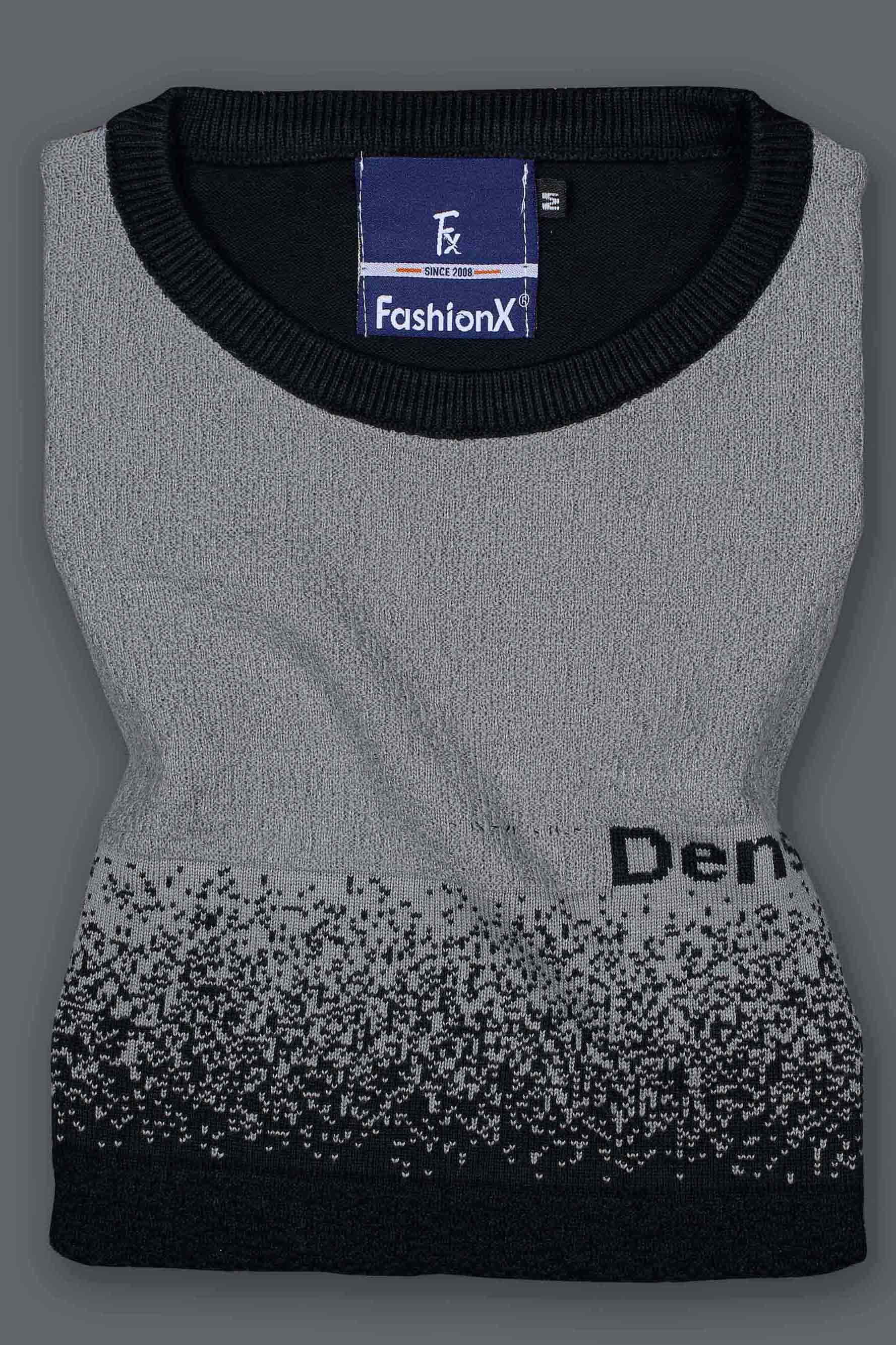 Density Grey Self Pattern Slim Fit Knitted T-Shirt for Men Secondary image
