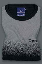 Density Grey Self Pattern Slim Fit Knitted T-Shirt for Men