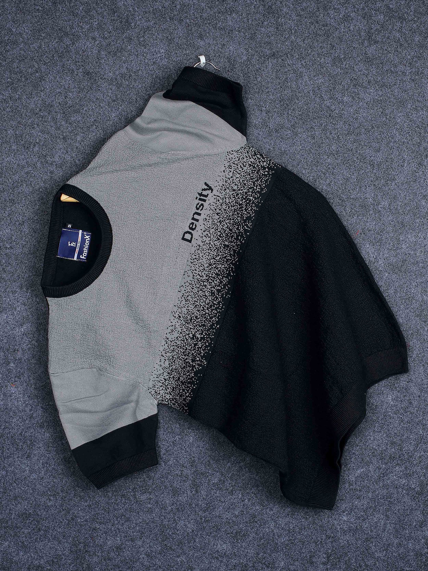 Density Grey Self Pattern Slim Fit Knitted T-Shirt for Men Main image