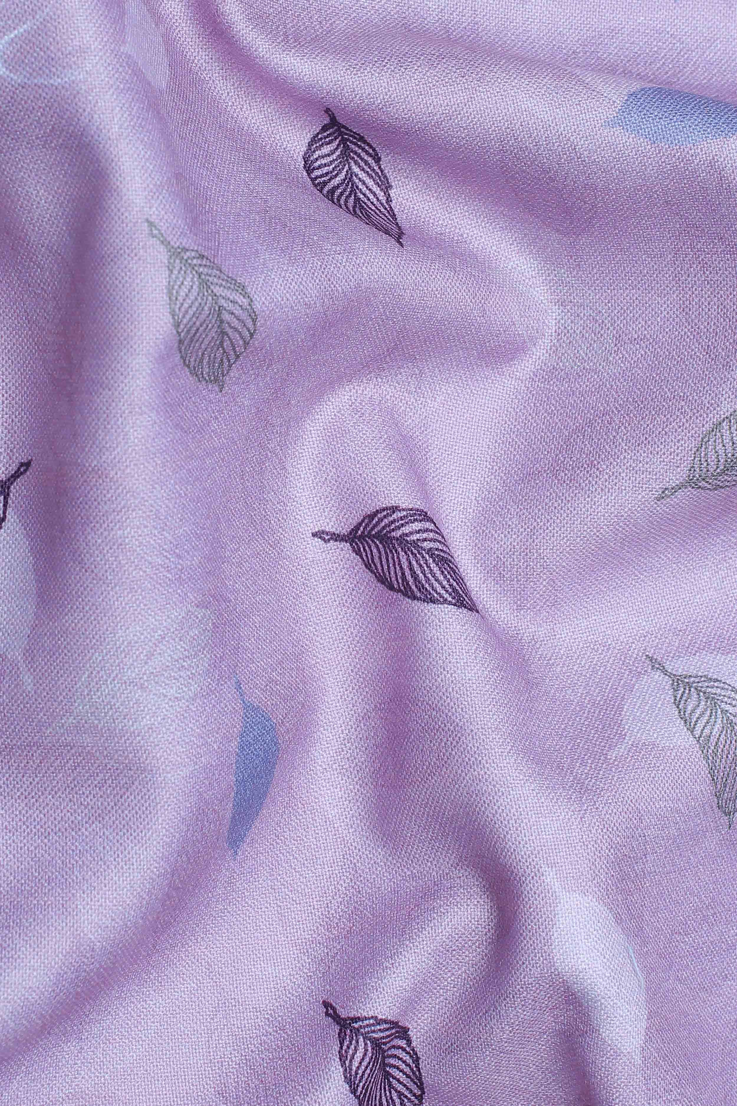 Leaf Print Purple Fit Casual Shirt For Men