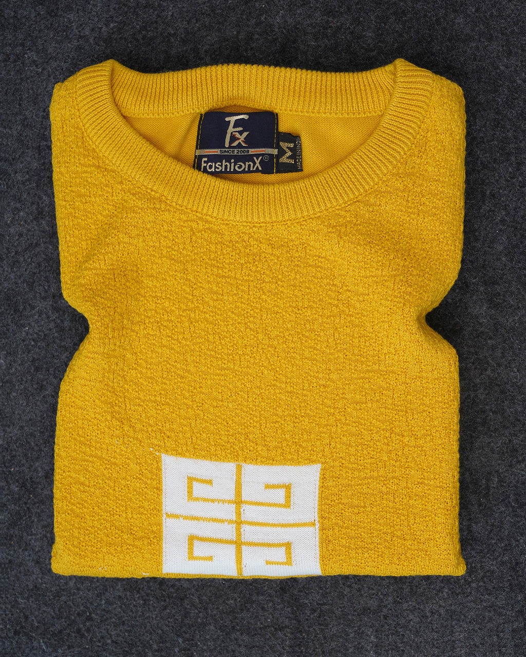 Yellow Tatting Knitted & Sleeve Lining T-Shirt for Men
