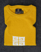 Yellow Tatting Knitted & Sleeve Lining T-Shirt for Men