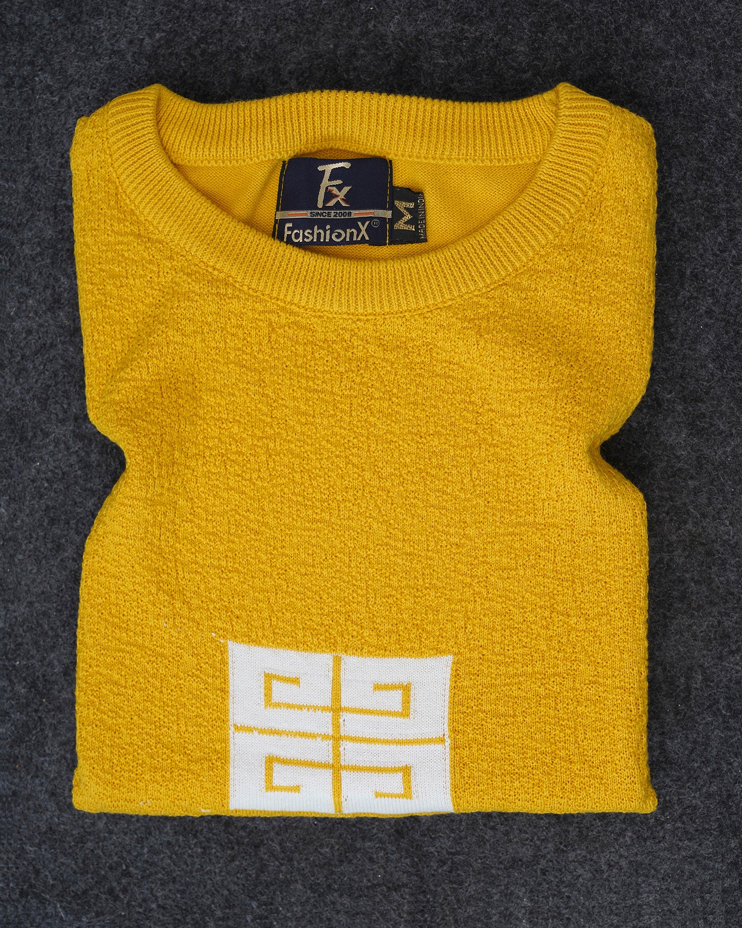 Yellow Tatting Knitted & Sleeve Lining T-Shirt for Men