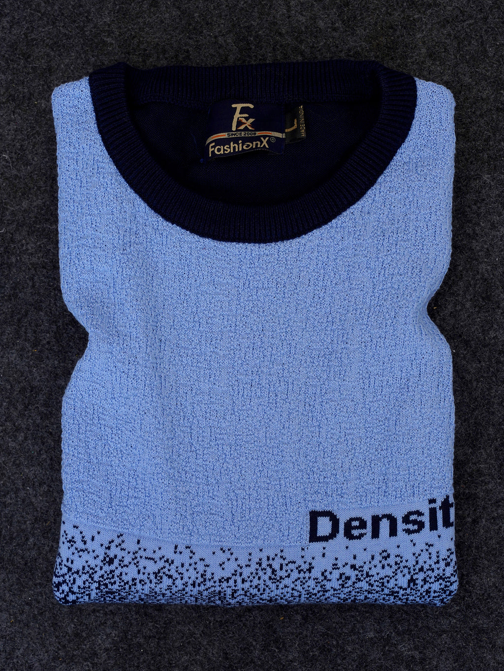 Density Sky Self Pattern Slim Fit Knitted T-Shirt for Men
