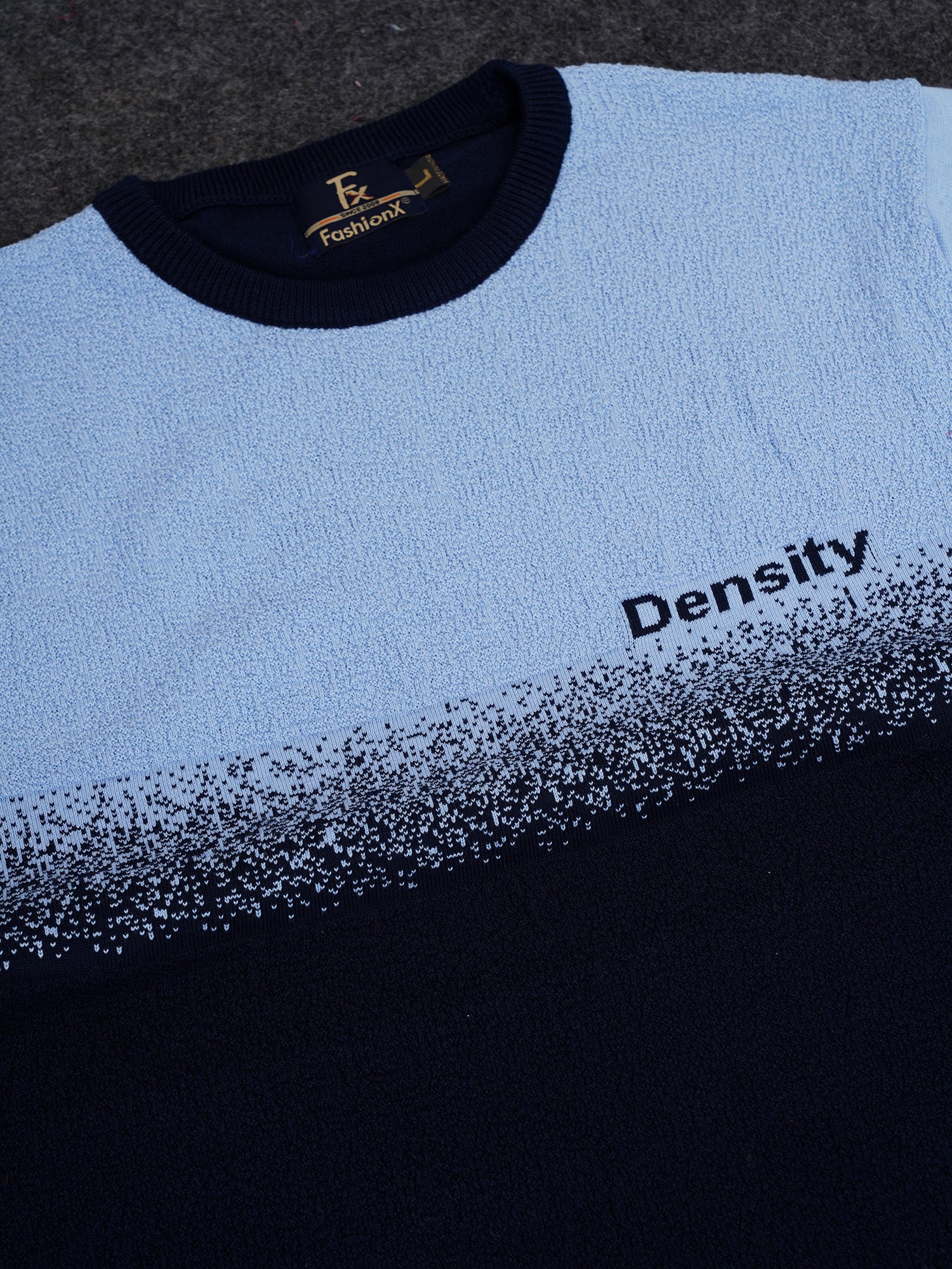 Density Sky Self Pattern Slim Fit Knitted T-Shirt for Men