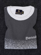 Density White Self Pattern Slim Fit Knitted T-Shirt for Men