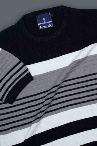 Superior Black Stripe knitted t-shirt for men