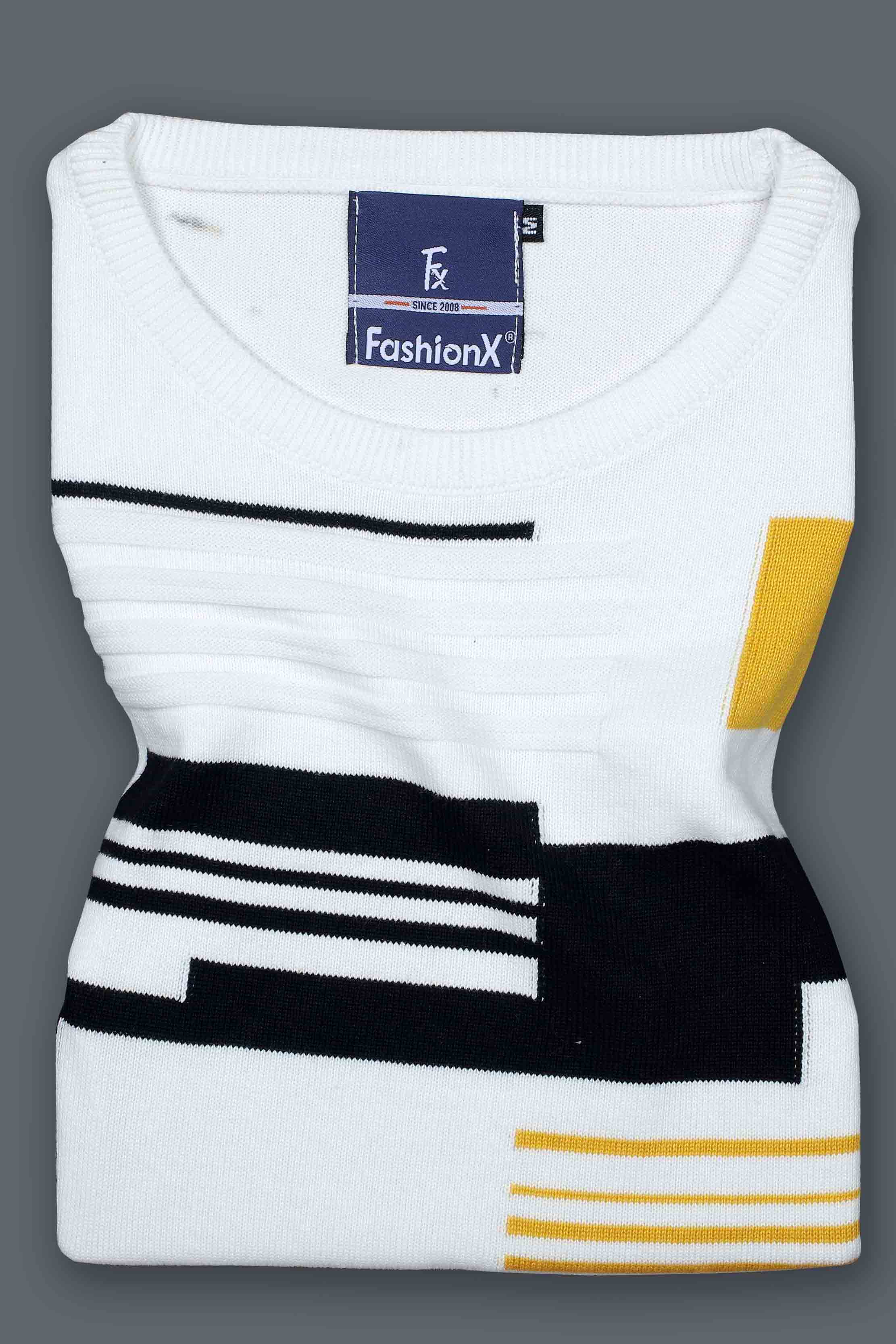 Attractive Blush White Color Self Pattern Knitted T-Shirt Secondary image