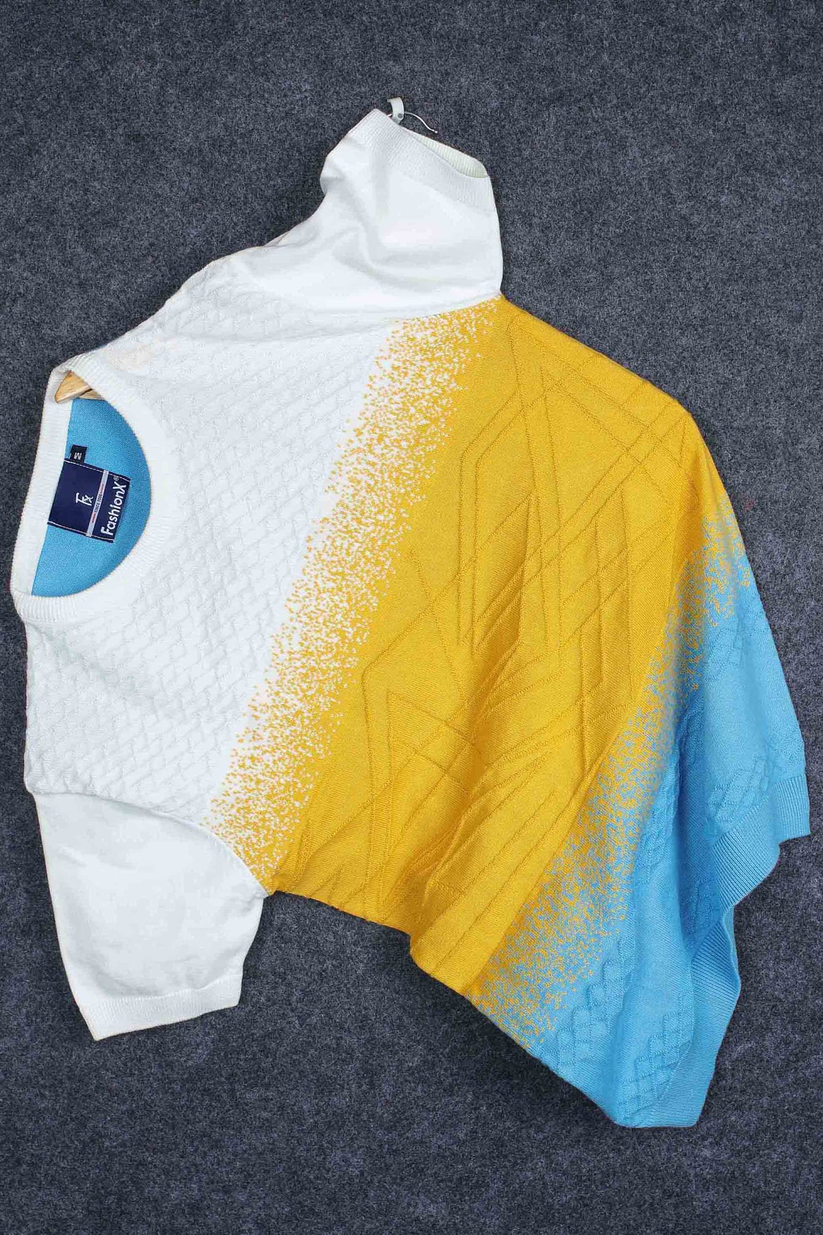 Multi Color White Sun-Shine Knitted T-Shirt for Men