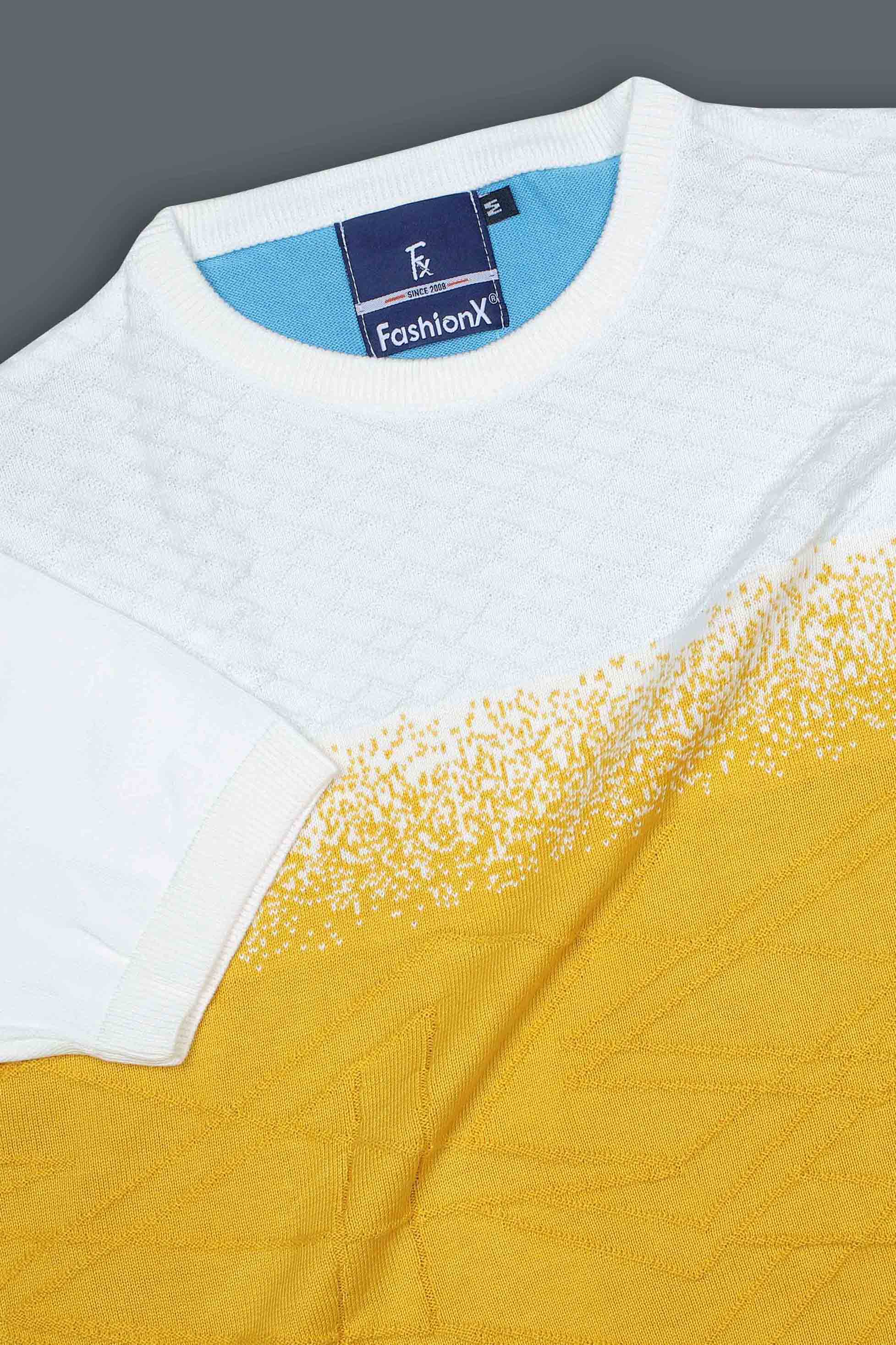 Multi Color White Sun-Shine Knitted T-Shirt for Men