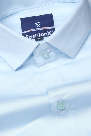 Men Twilight Blue Comfort Satin Cotton Casual Shirt
