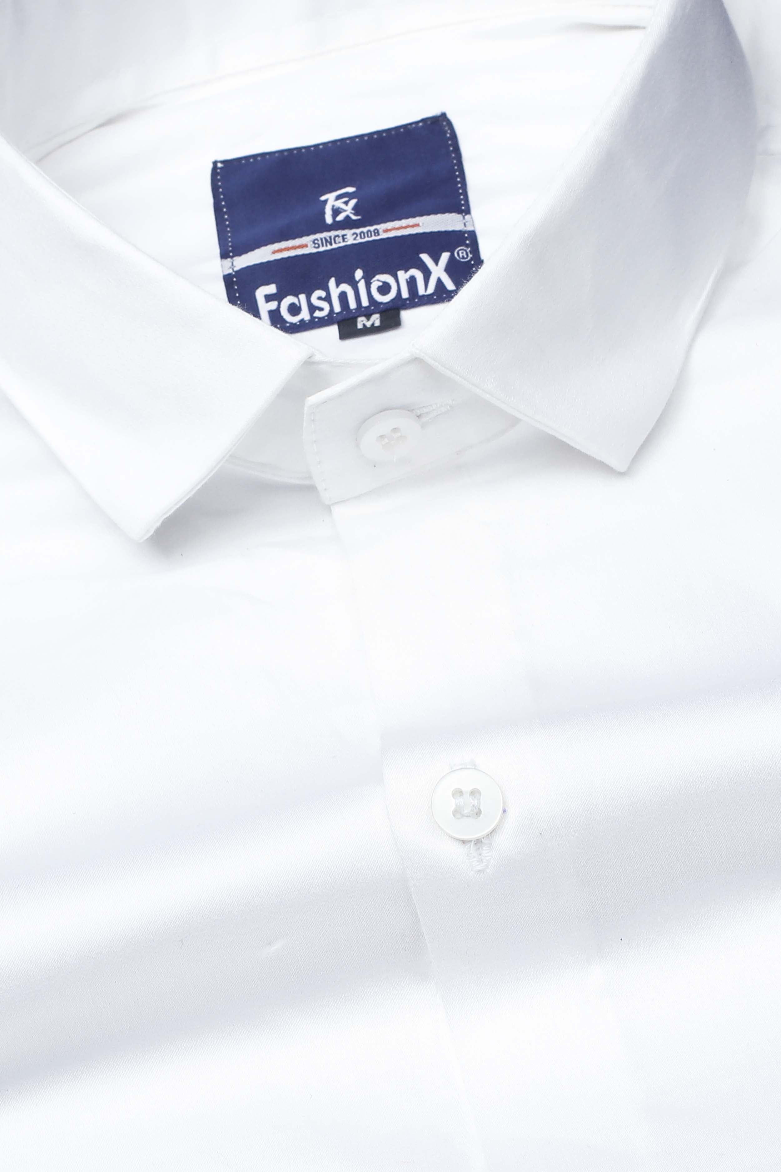 Men White Comfort Satin Cotton Casual Shirt