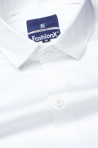 Men White Comfort Satin Cotton Casual Shirt