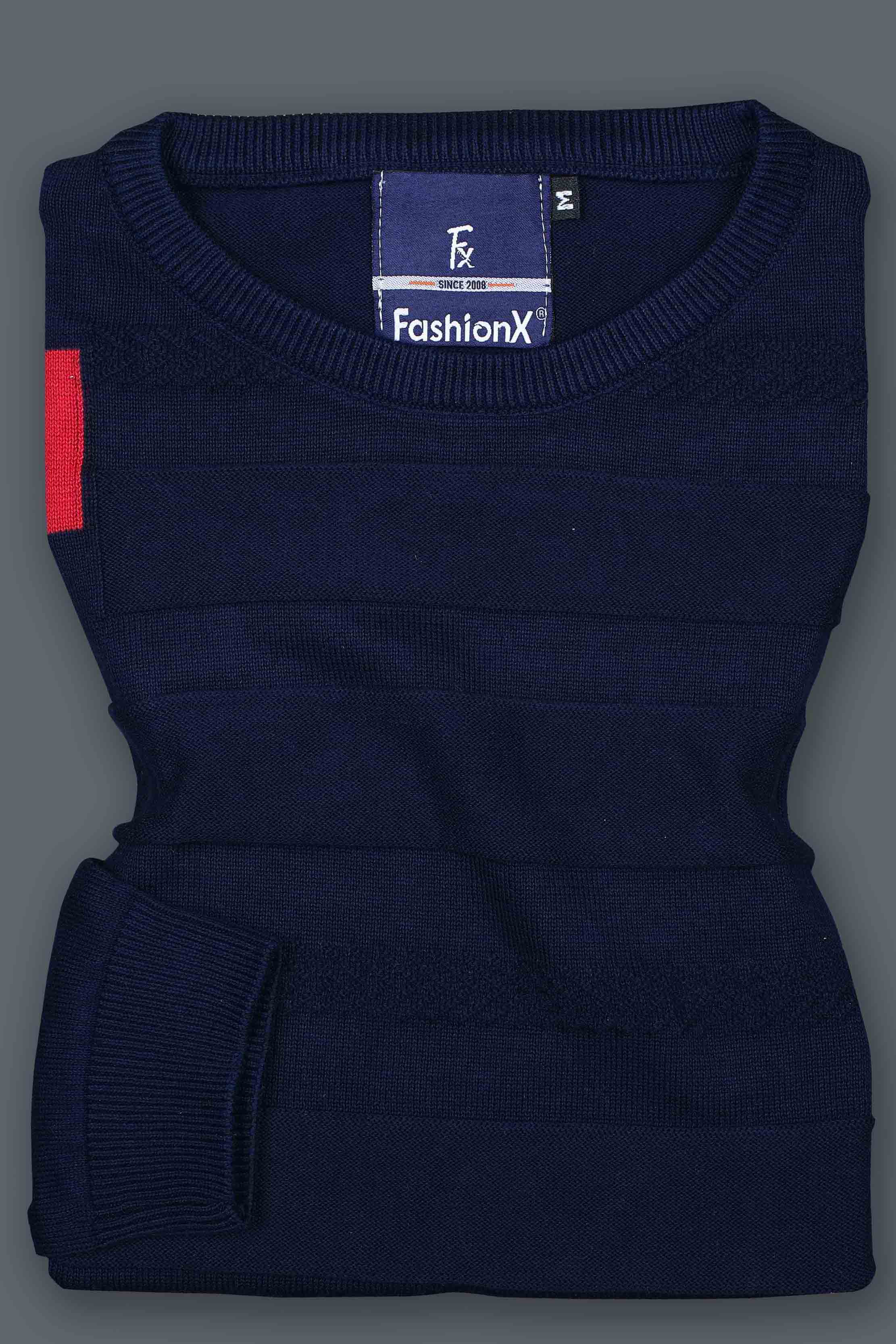 Navy Slim Fit pure cotton Knitted Men's T-Shirt