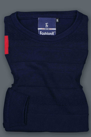 Navy Slim Fit pure cotton Knitted Men's T-Shirt
