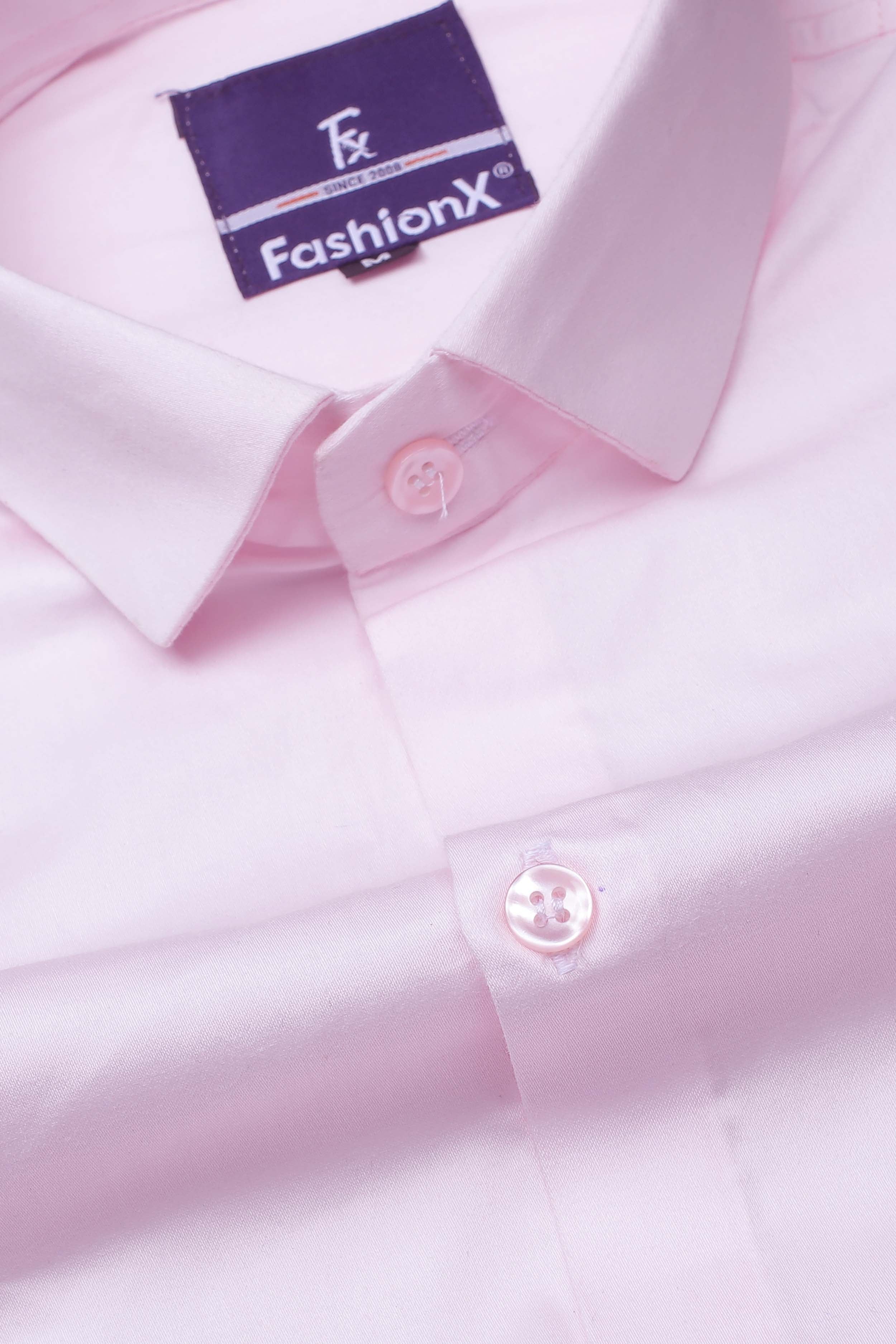Men Light Pink Comfort Satin Cotton Casual Shirt